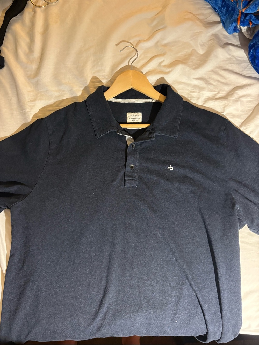 rag & bone Navy Blue Short-Sleeve Polo with Small Chest Logo